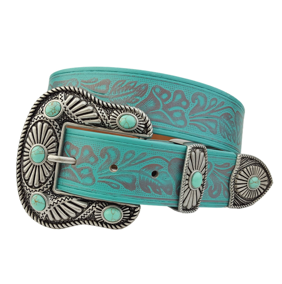 Turquoise Western Embossed Belt