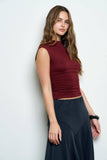Funnel Neck Scrunch Knit Top