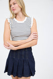 Stripe Ruffle Trim Knit Tank