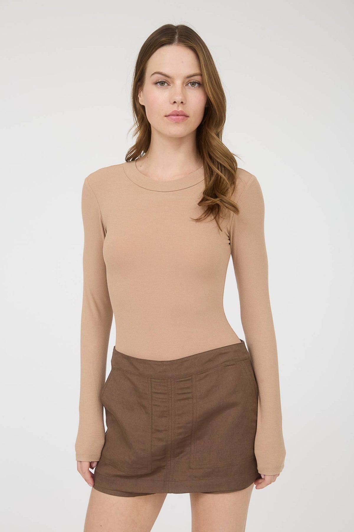 Round Neck Long Sleeve Sweater Bodysuit