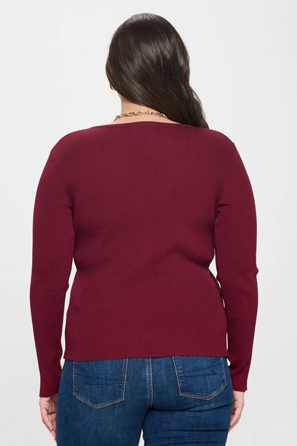 Plus Long Sleeve Henley Top
