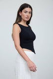 Asymmetrical Snap Button Sleeveless Top
