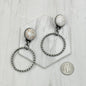 Silver Metal Circle Stone Earrings