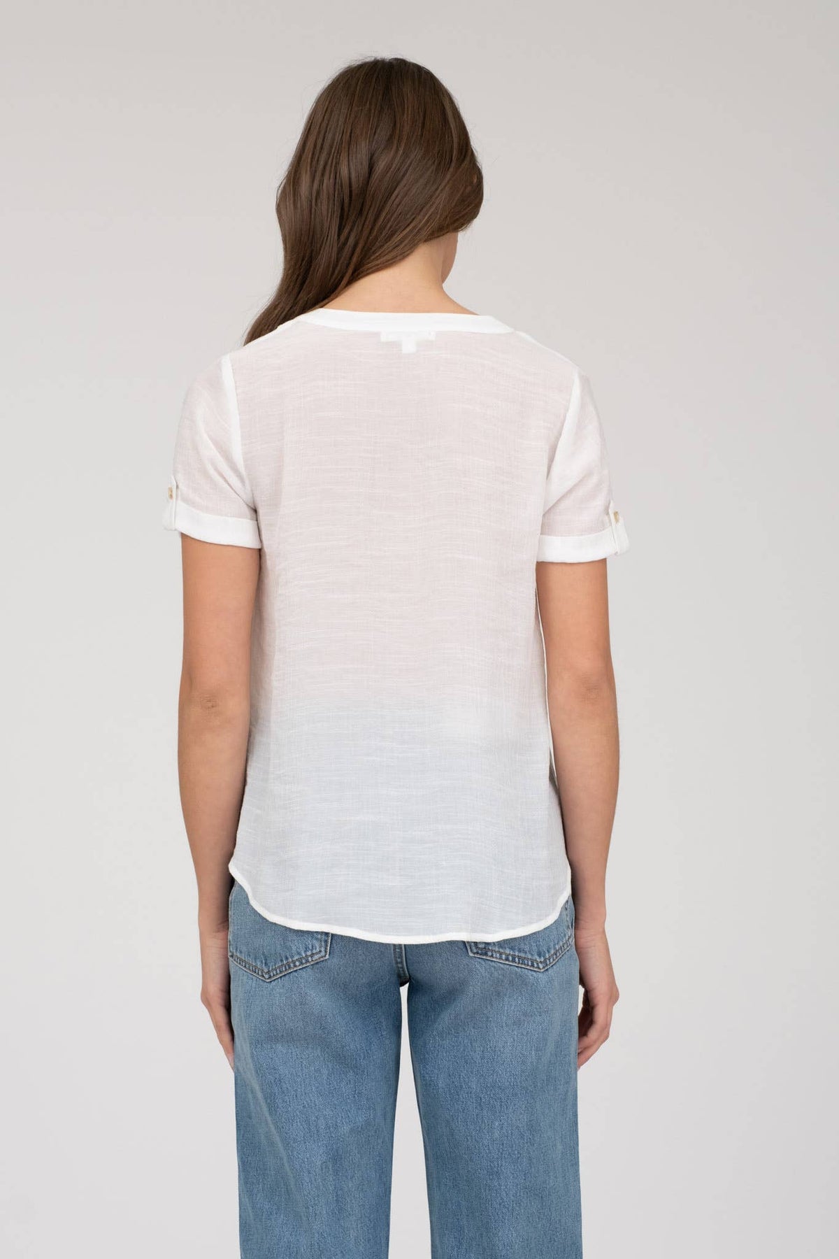 Short Sleeve Lace Trim Blouse