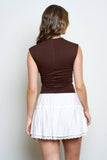 Funnel Neck Scrunch Knit Top