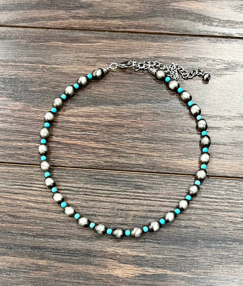 16" 10mm Oval Western Bead Necklace