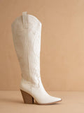 The Astrid White | Knee High Cowboy Western Boot