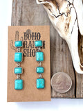 4 Tier Western Style Turquoise Stone Post Drop Earrings