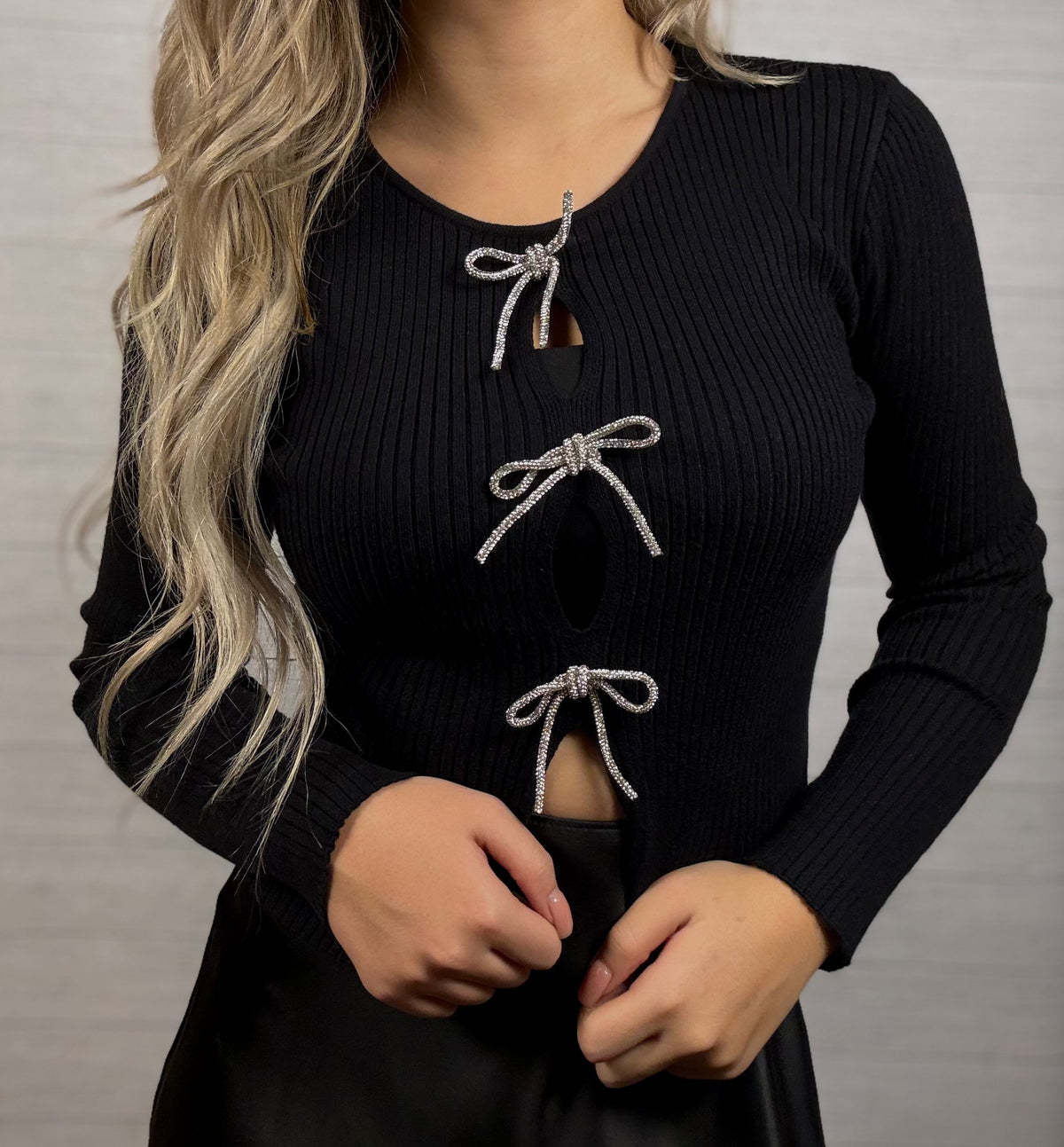 Jeweled Bow Sweater