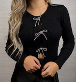 Jeweled Bow Sweater