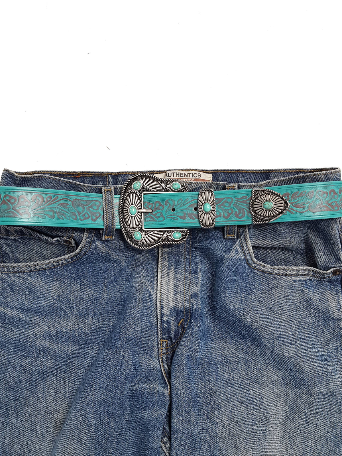 Turquoise Western Embossed Belt