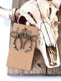 Western Style Coquette Bow with Stone Stud Earrings
