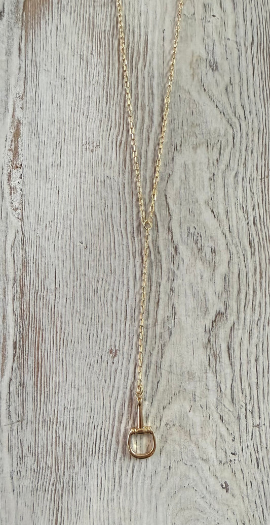 Double Chain Lariat Horsebit Necklace