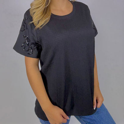 Sequins Horse Sleeve Blouse