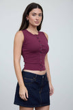 Sleeveless Button Down Knit Top