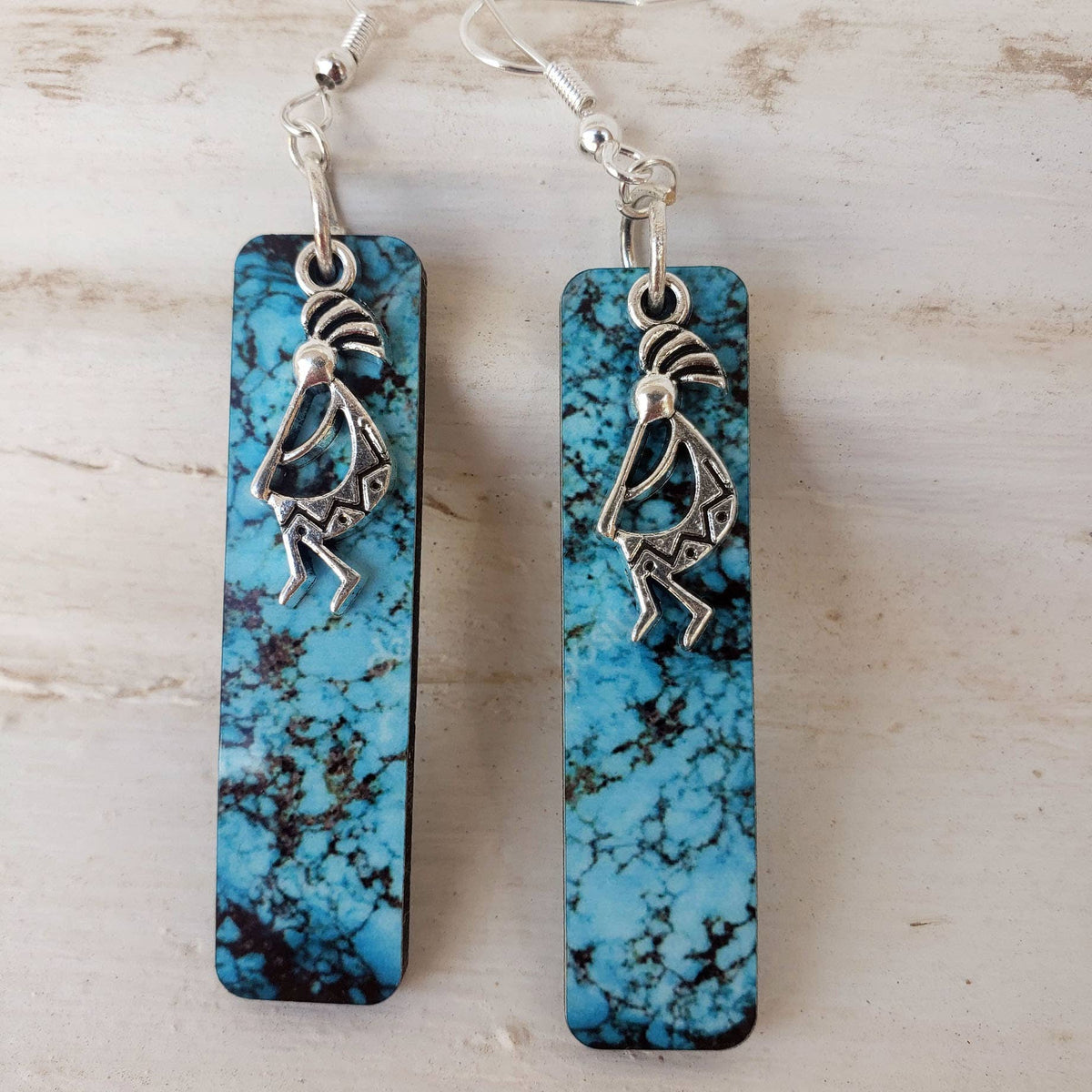 Kokopelli Turquoise Southwestern Earrings
