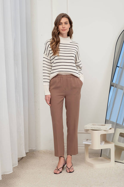 Stretch Waist Straight Fit Dress Pants