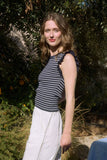 Stripe Ruffle Trim Knit Tank