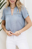 Short Sleeve Lace Trim Blouse