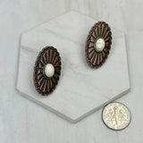 Oval  Copper Metal with Stone Earrings