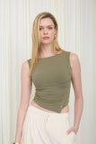 Asymmetrical Snap Button Sleeveless Top