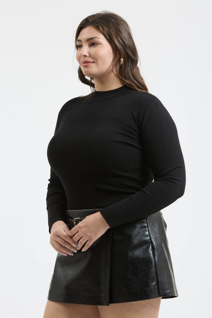 Plus Mock Neck Long Sleeve Top