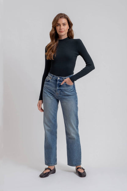 Mock Neck Long Sleeve Sweater Knit Top
