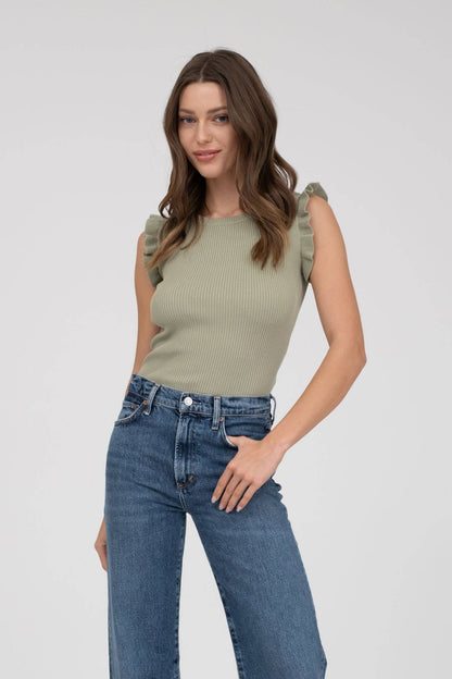 Ruffle Sleeveless Knit Top