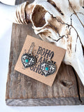 Western Style Pendant with Turquoise Stone Dangle Earrings