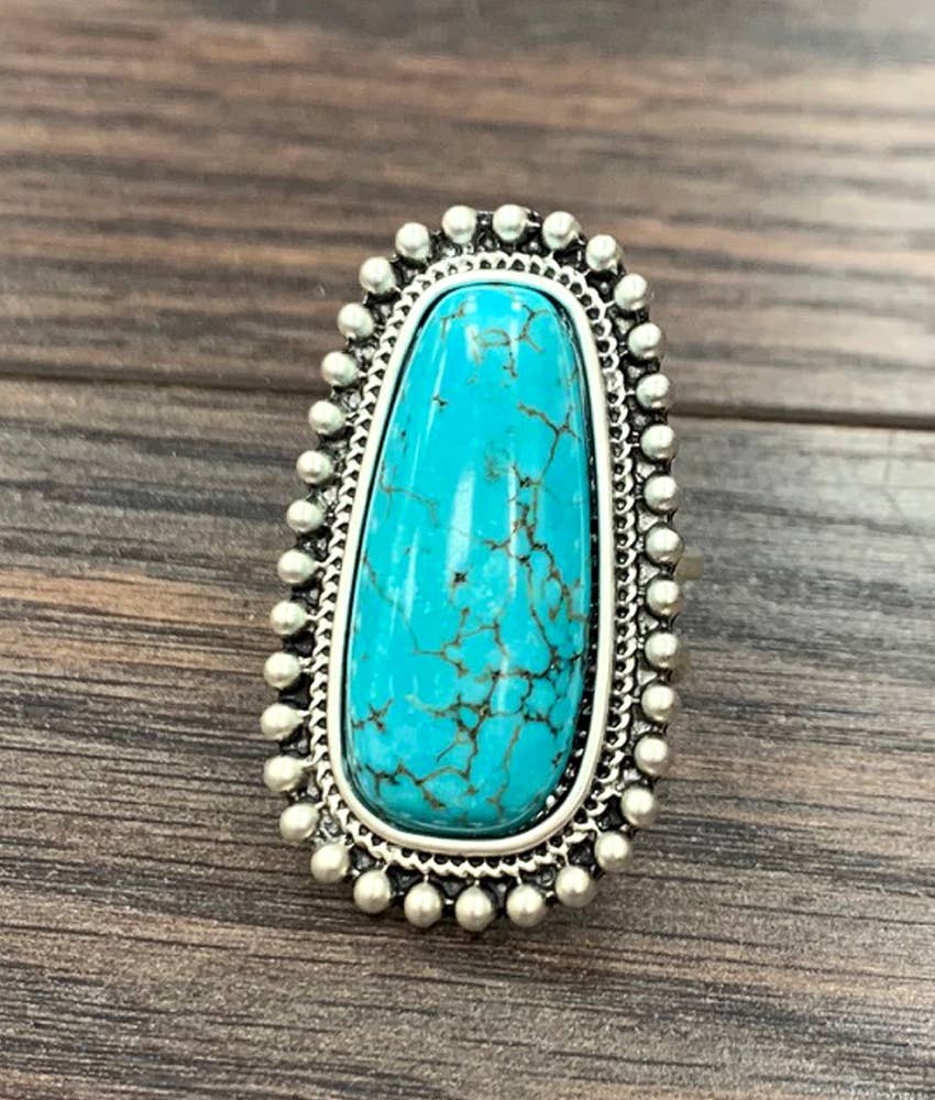 1.7" Western Turquoise Adjustable Ring
