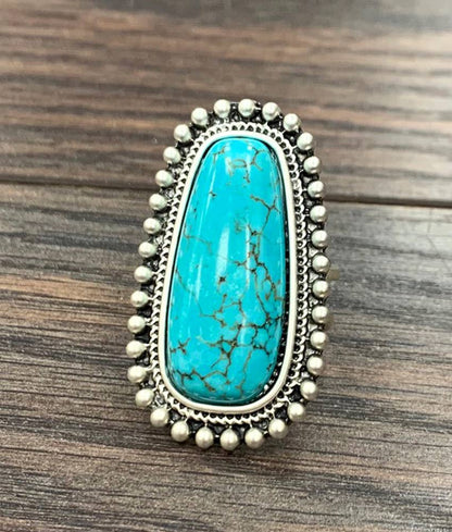 1.7" Western Turquoise Adjustable Ring