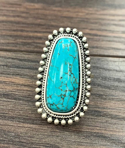 1.7" Western Turquoise Adjustable Ring