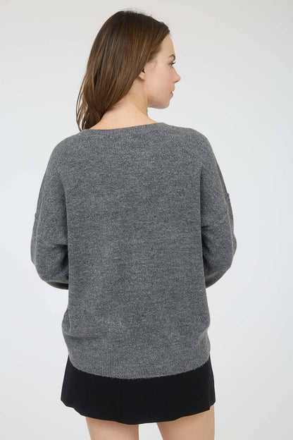 Plus Solid Crewneck Front Seam Sweater