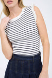 Stripe Ruffle Trim Knit Tank