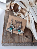 Western Style Pendant with Turquoise Stone Dangle Earrings