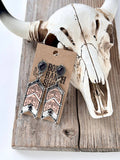 Western Style Turquoise Stone Chevron Dangle Earrings