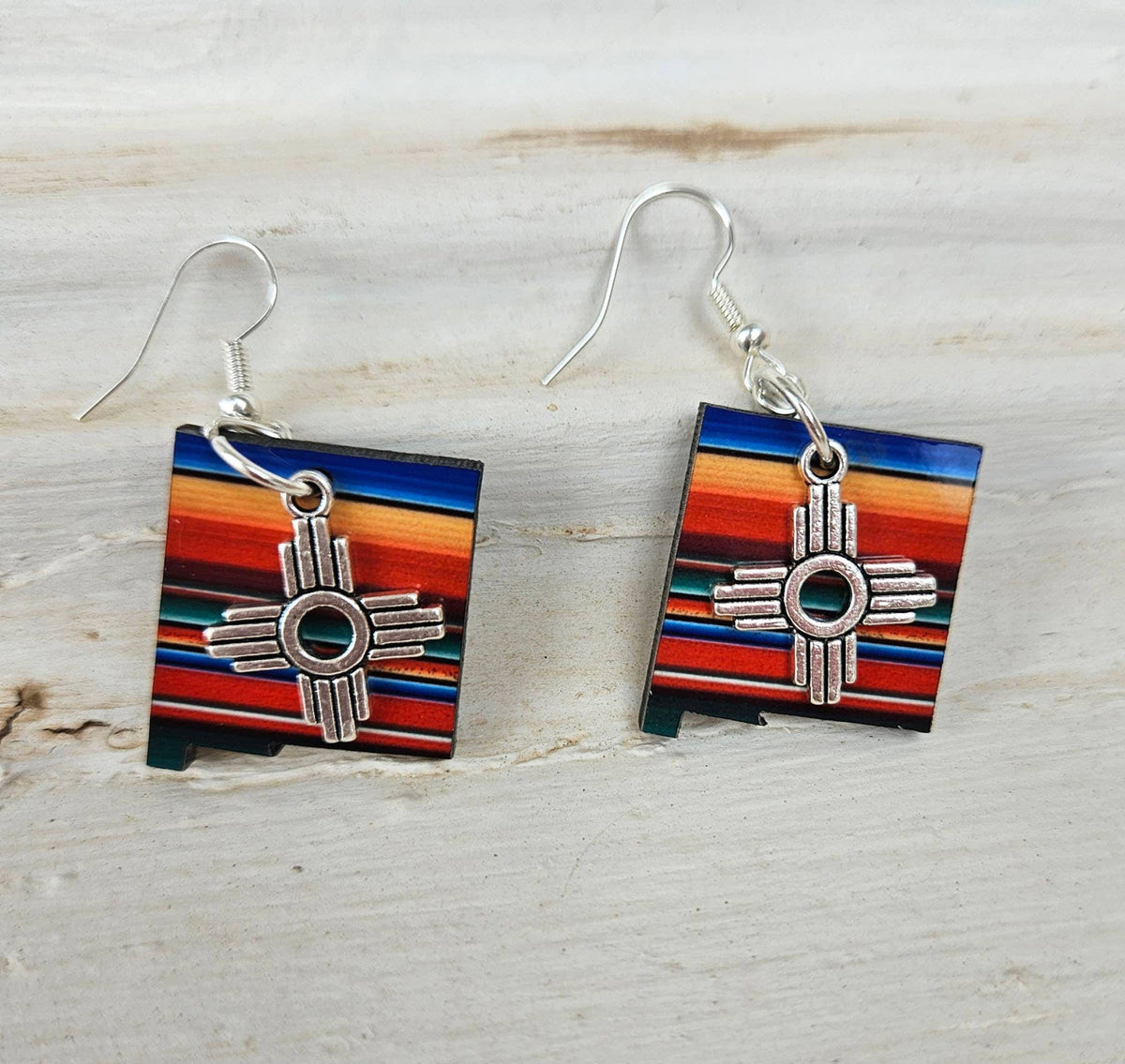 New Mexico Serape Zia Earrings