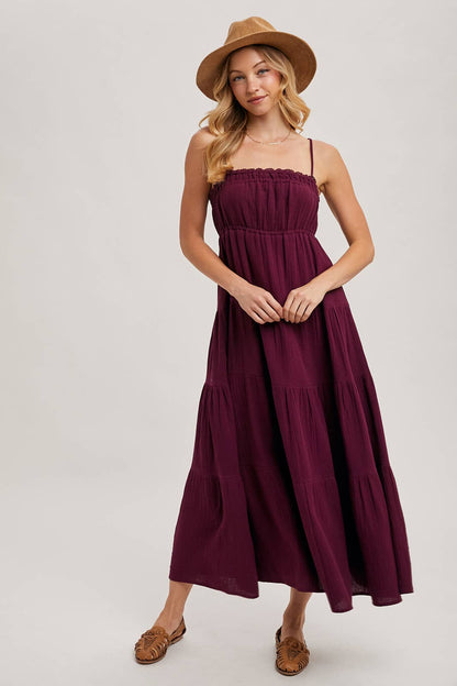 Ruffle Trim Tiered Maxi Sundress