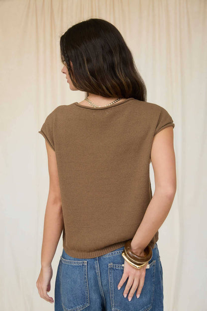 Raw Edge Drop Shoulder Solid Knit