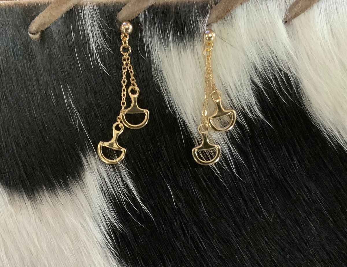Gold Horsebit Dangle Earrings