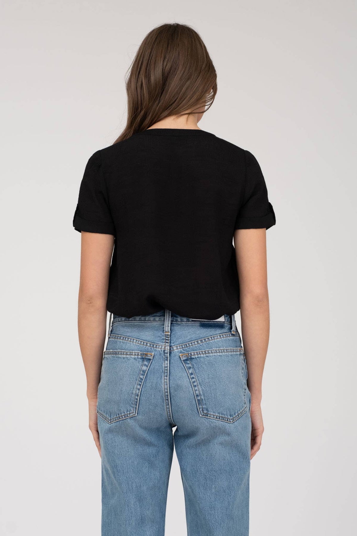 Short Sleeve Lace Trim Blouse