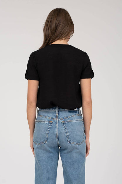 Short Sleeve Lace Trim Blouse