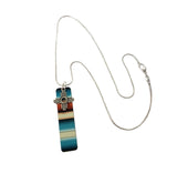 Zia Charm on Teal Serape Print Necklace