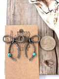 Western Style Coquette Bow with Stone Stud Earrings