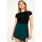 Double Layer Ribbed Short Sleeve Crew Neck Bodysuit
