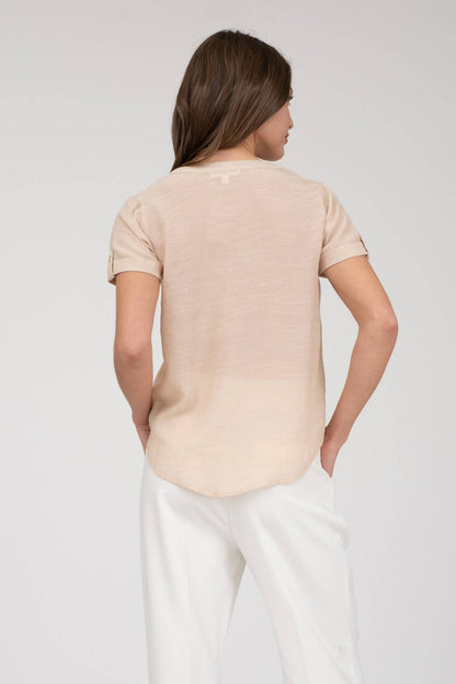 Short Sleeve Lace Trim Blouse