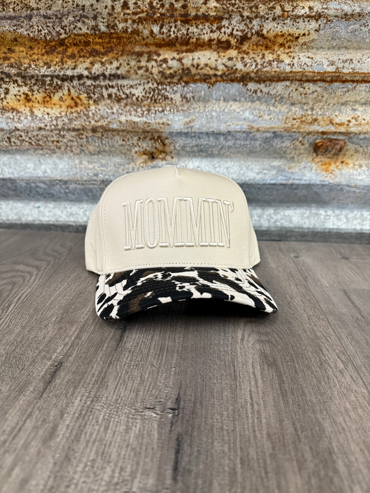 MOMMIN' Cowprint Trucker Hat
