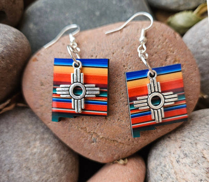 New Mexico Serape Zia Earrings