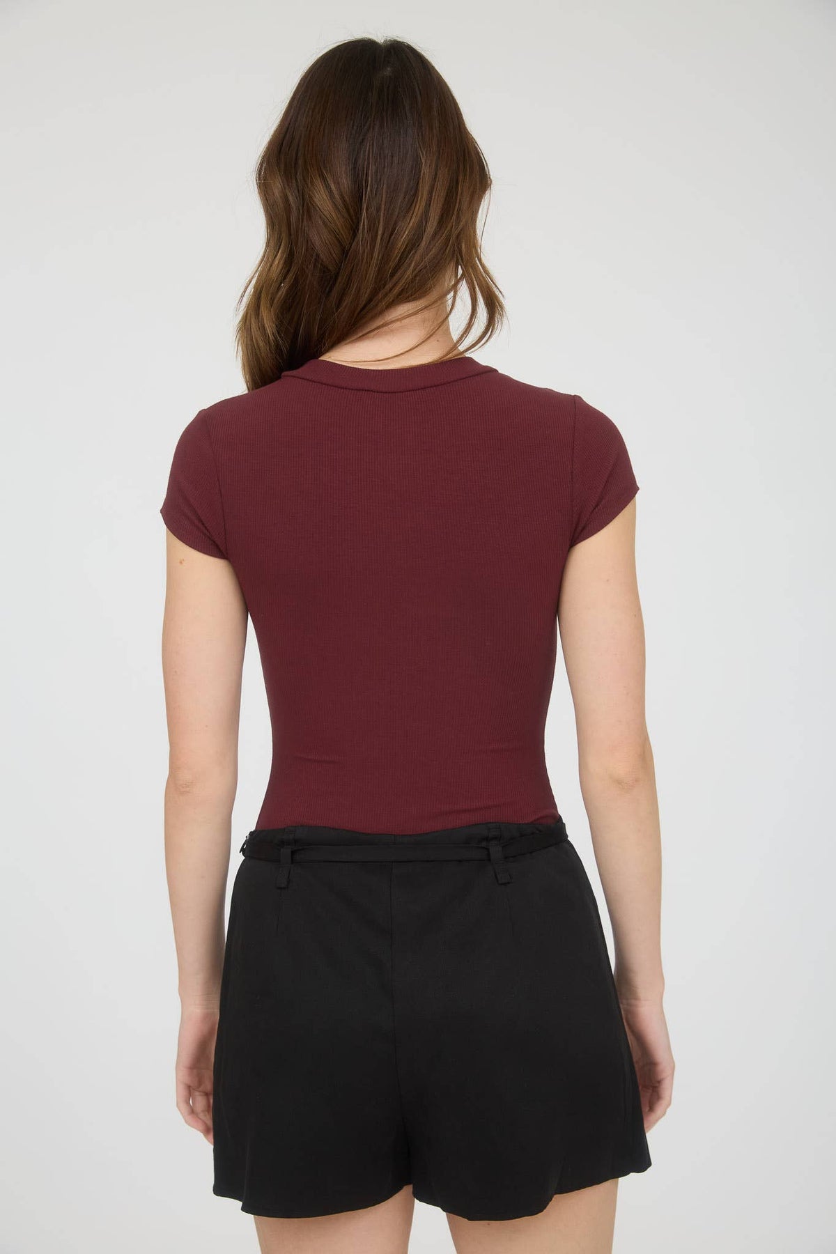 Round Neck Short Sleeve Knit Bodysuit