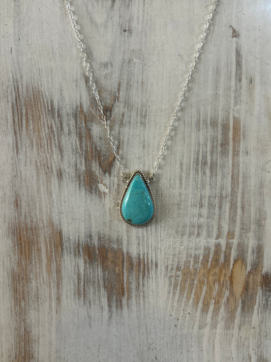 Turquoise Stone Drop Necklace